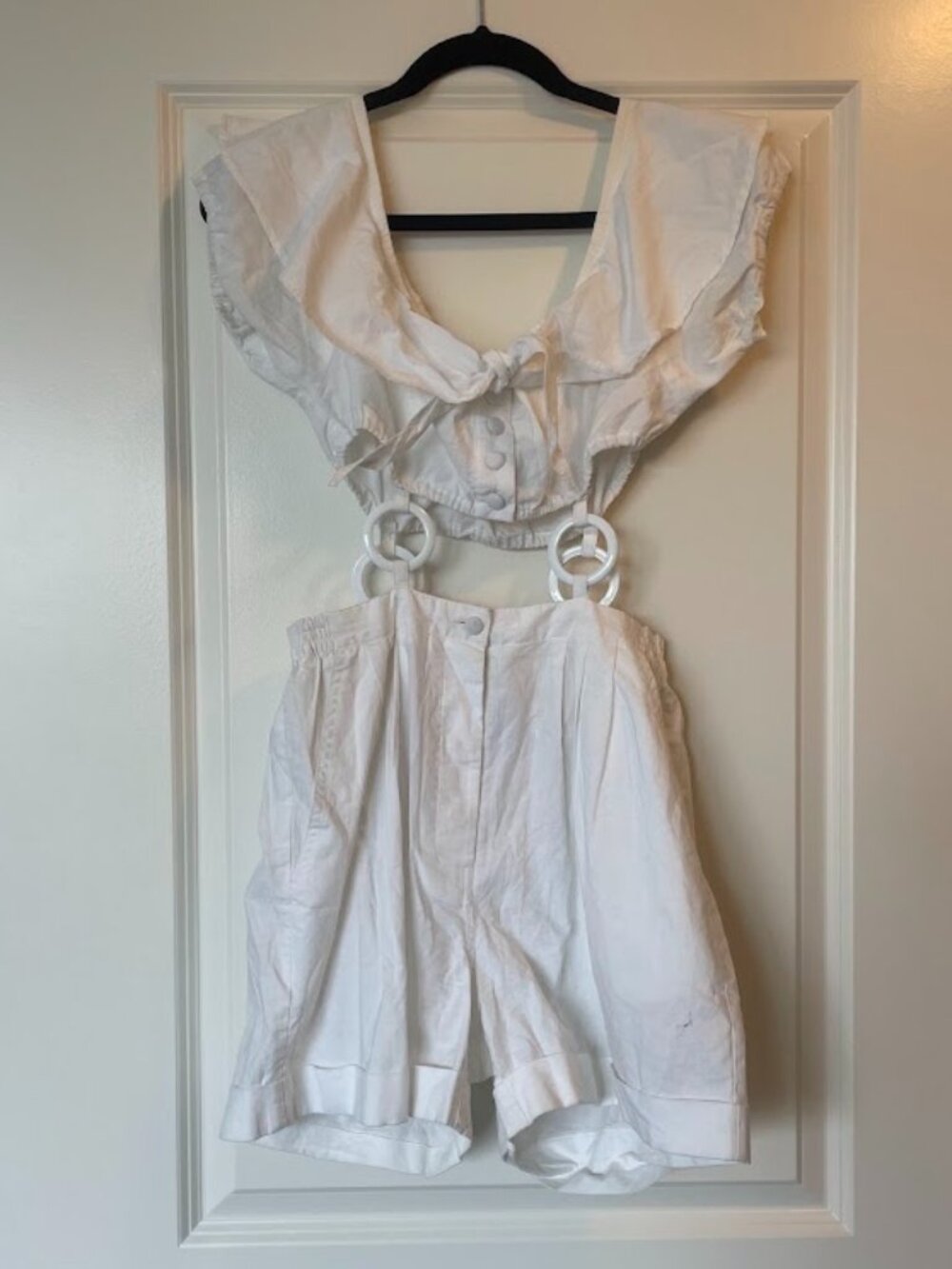Vintage Pellini White Cotton Two Piece Playsuit Set Size M